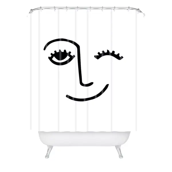 Mambo Art Studio Wink Face Shower Curtain Black - Deny Designs