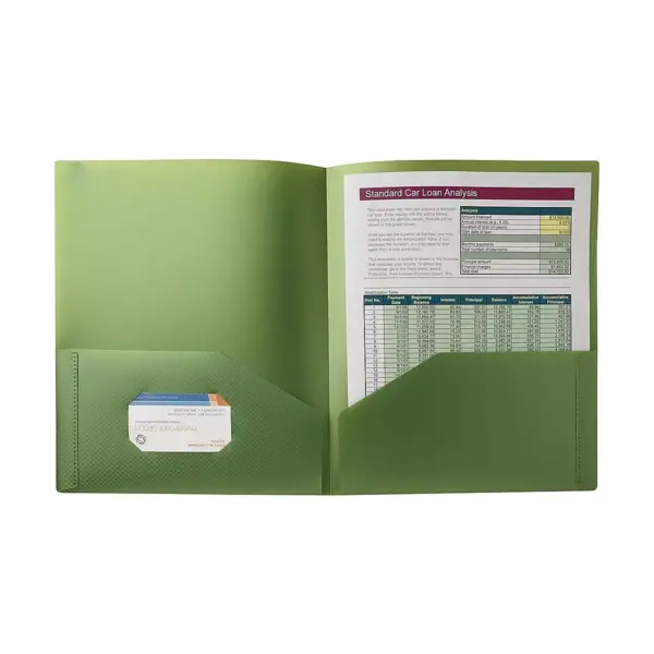 Staples Textured Poly 2-Pocket Folder Green 654238