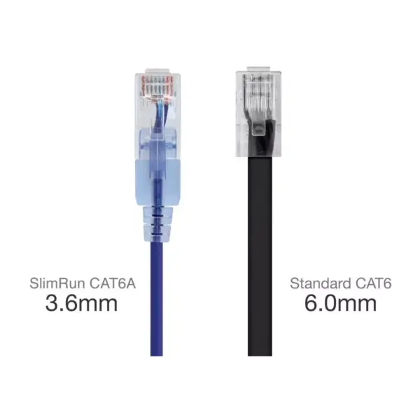 Monoprice SlimRun Cat6A Ethernet Patch Cable - Network Internet Cord - RJ45, Stranded, UTP, Pure Bare Copper Wire, 30AWG, 6in, Purple, 5-Pack