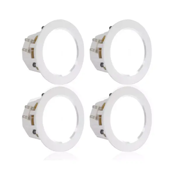 Pyle Pro PDIC4CBTL4B 4 Inch Bluetooth Flush Mount Ceiling Wall Speaker Kit System w/ LED Lights & Frames for Home Theater Sound Audio, White (4 Pack)