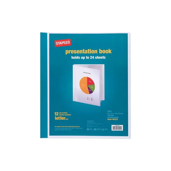 Staples Presentation Binder 12 Sleeve Capacity White (21621) 463372