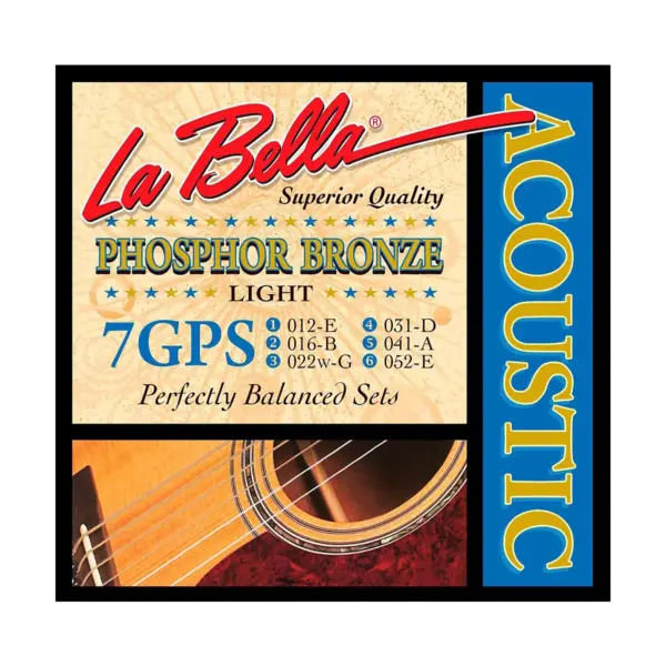 LaBella 7GPS Phosphor Bronze Light Acoustic Guitar Strings