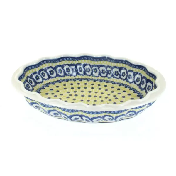 Blue Rose Polish Pottery Saffron Scallop Baking Dish