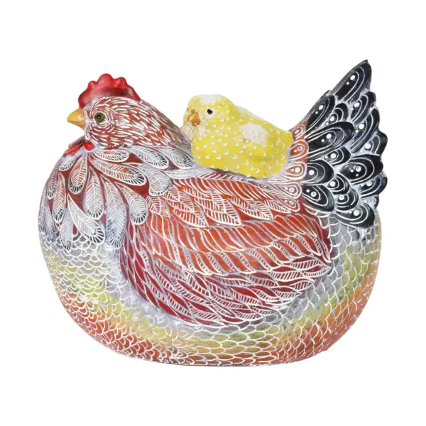 8.27" Resin Hen with Two Chicks Statue- Exhart