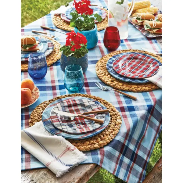 TAG Jessie Red, White & Blue Patriotic Melamine Dinner Plate Set Of 4 Dinnerware Serving Plate