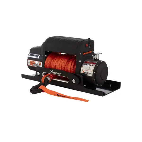 Keeper KX95172 Bridge Series 12 Volt 9500 Pound Capacity Electric Winch for Mid to Full Size Vehicles with 85 Foot Sythetic Rope Cable, Black