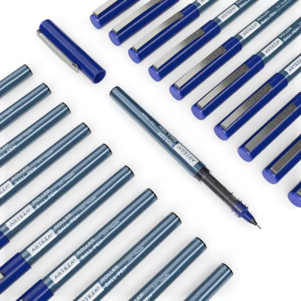 Arteza Roller Ball Pens, Blue, 0.5 mm Needle Point - Pack of 40 (ARTZ-9285)