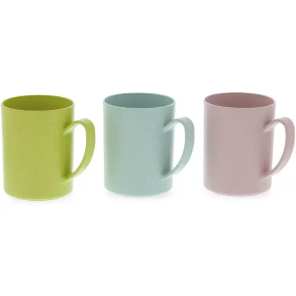 Okuna Outpost 6-Pack Unbreakable Wheat Straw Tea Cups Coffee Mugs with Handle 13.8 Oz, 3 Colors