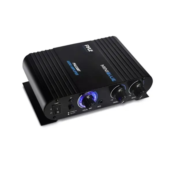 Pyle 90 Watt 8 Ohm Bluetooth Mini Blue Compact Home Studio Class T Amplifier