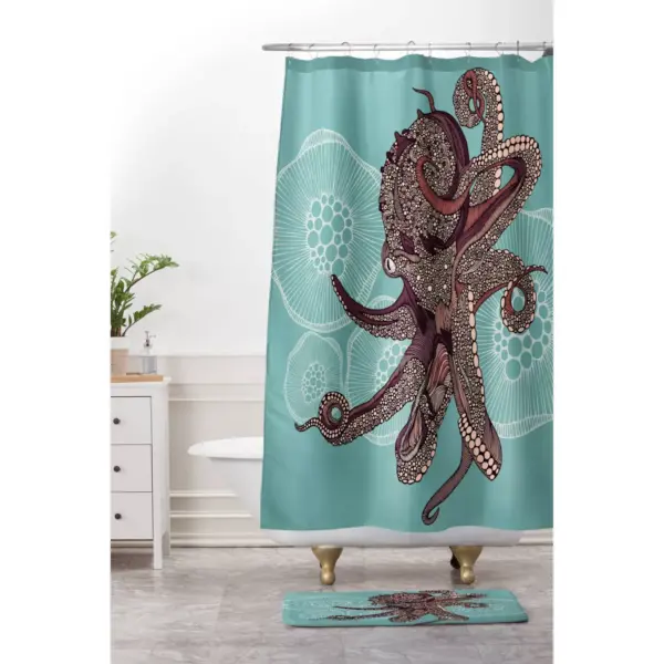 Octopus Bloom Shower Curtain Teal - Deny Designs