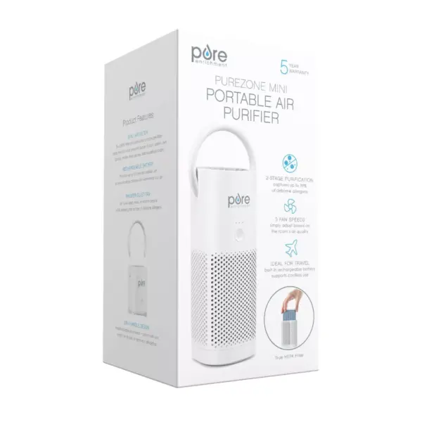 Pure Enrichment PureZone Mini Portable True HEPA Air Purifier White