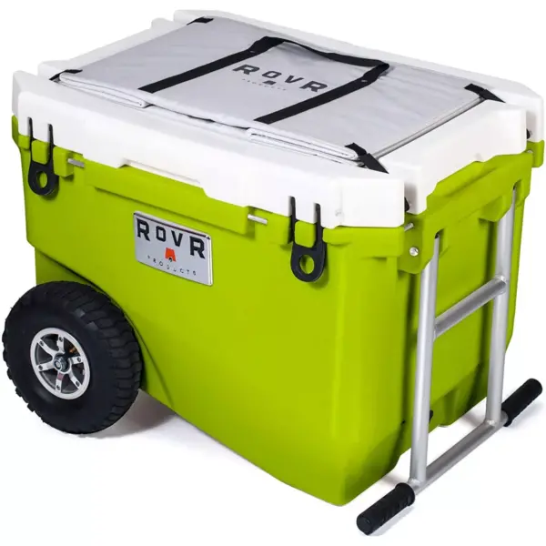 RovR RollR High Quality Portable Bear Proof Rolling Outside Insulated Icebox Cooler with Convenient Travel Wheels, 60 Quart, Moss Green