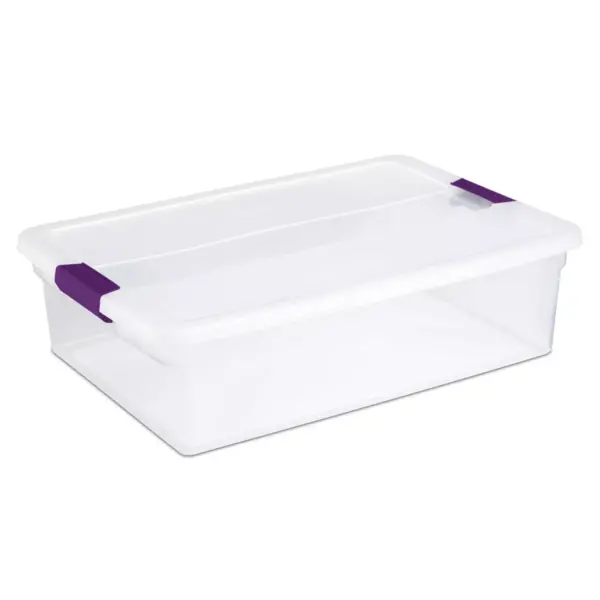 Sterilite 32qt Clear View Storage Bin with Latch Purple