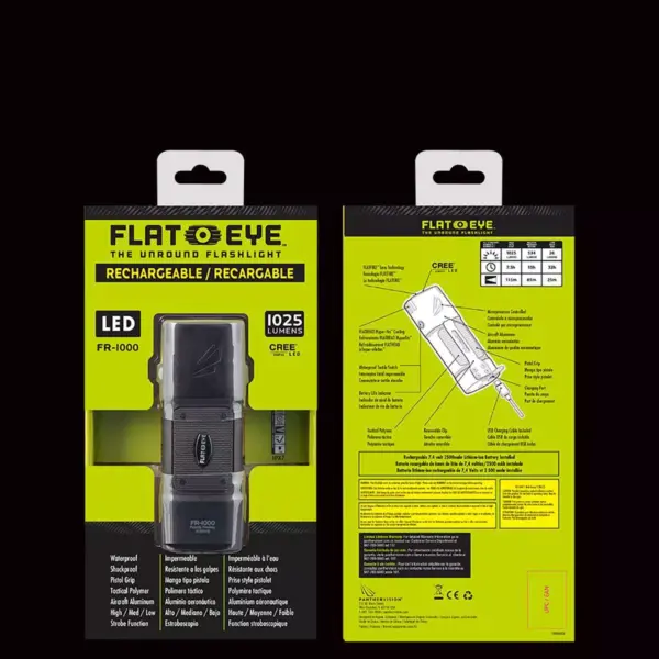 FLATEYE FR-1000 LED Rechargeable Flashlight - Black