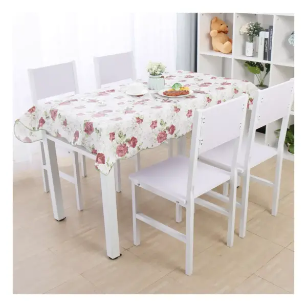 54"x71" Rectangle Vinyl Water Oil Resistant Printed Tablecloths Dark Peony - PiccoCasa