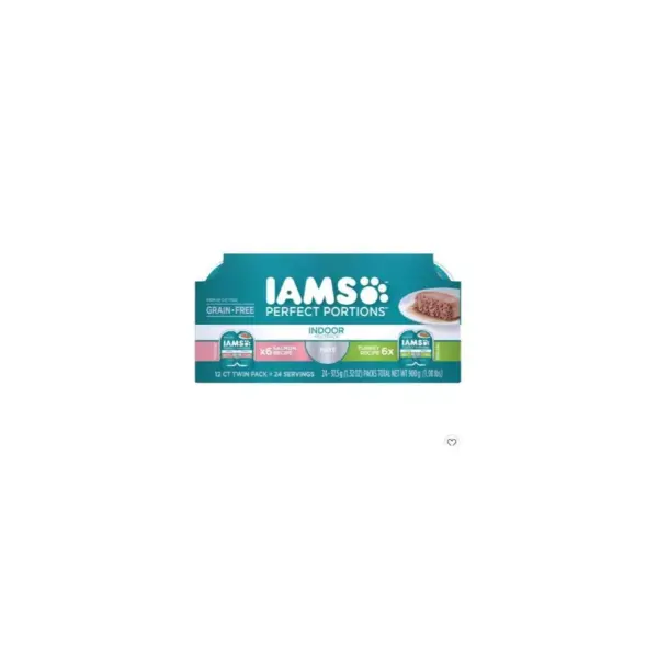 Iams Perfect Portions Grain Free Indoor Paté Salmon & Turkey Recipes Premium Wet Cat Food - 2.6oz/12ct Variety Pack