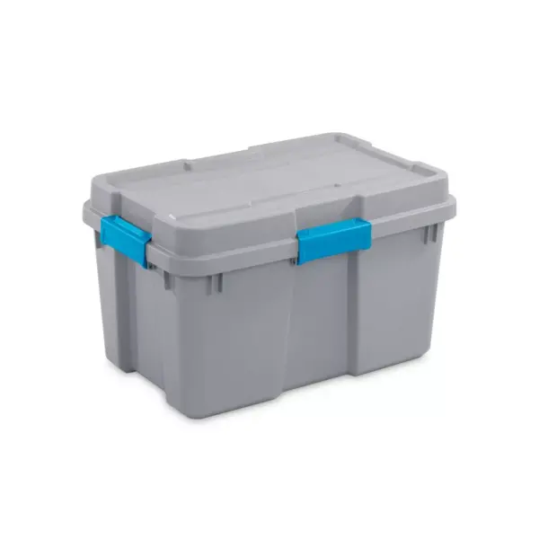 Sterilite 30gal Gasket Tote Gray with Blue Latches