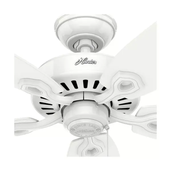 Hunter Fan Company 53240 Builder Elite Traditional 52 Inch Ultra Quiet Indoor Home Ceiling Fan with Pull Chain Control without Lights, White