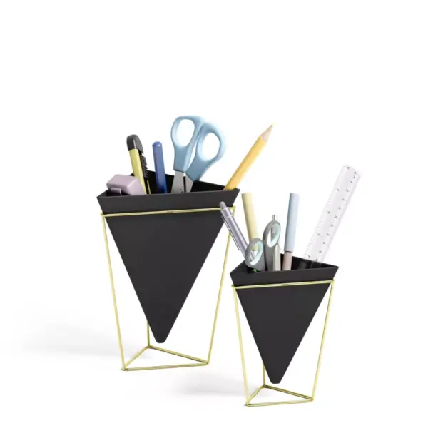 Set of 2 Trigg Tabletop Vessels Black/Brass - Umbra