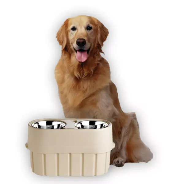 Pet Zone Store-N-Feed Pet Feeder Cat/Dog Bowl -  White - 15lbs