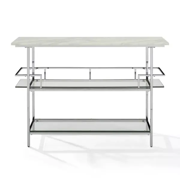 Aimee Bar with Paper Marble Top Chrome - Crosley