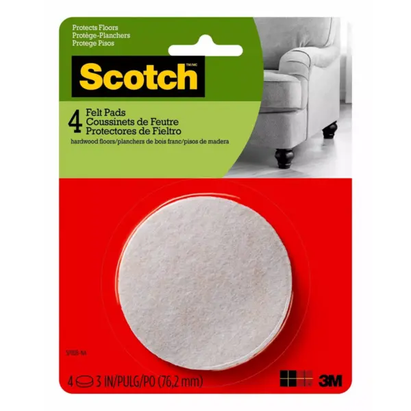 Scotch 3" 4pk Felt Pads Oatmeal