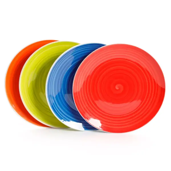 Gibson Home Crenshaw 4 Piece Fine Ceramic Dinner Plate Set in Assorted Colors