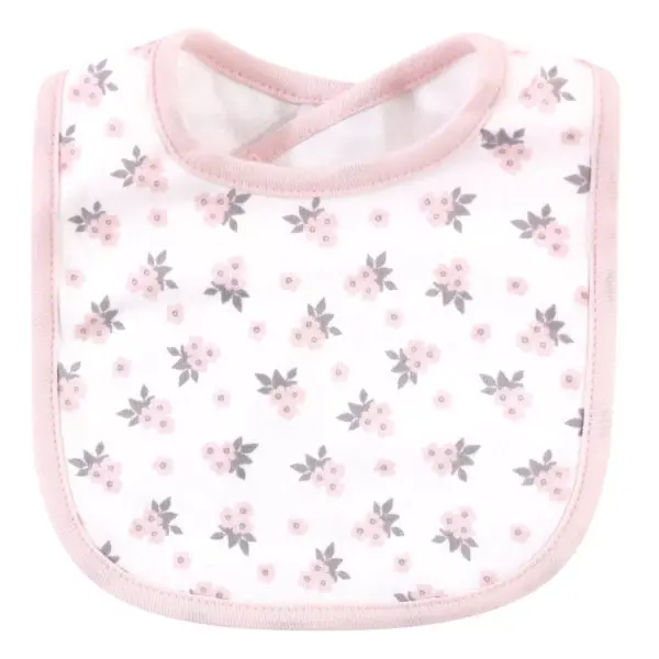 Hudson Baby Infant Girl Cotton Bib and Headband Set 5pk, Partea Time, One Size