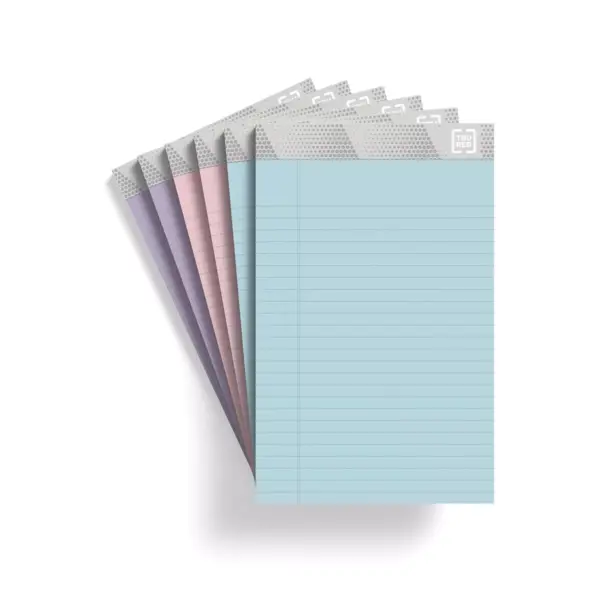 TRU RED Notepads, 5" x 8", Narrow Ruled, Pastels, 50 Sheets/Pad TR57356