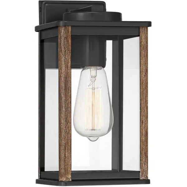 John Timberland Modern Farmhouse Outdoor Wall Light Fixture Dark Bronze Wood Grain 11 1/2" Clear Glass Panels Exterior House Porch