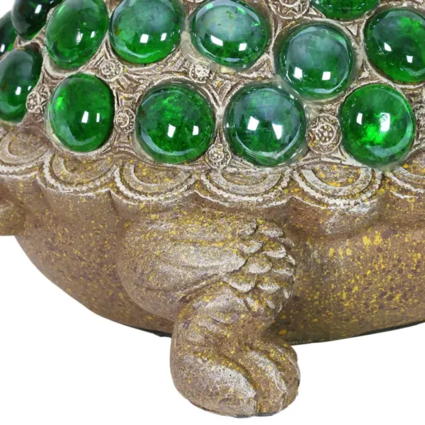 6.85" Glass Beaded Turtle Statue Green - Exhart