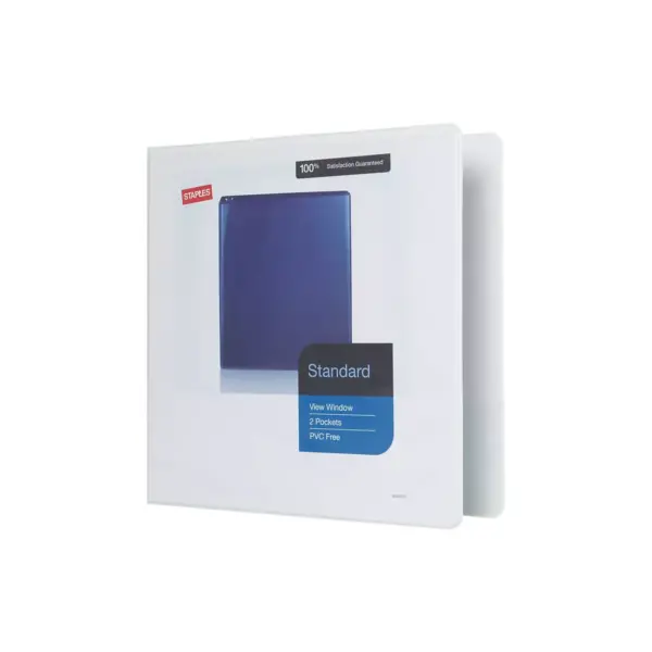 Staples Standard 2" 3-Ring View Binders White 6/Carton (26444CT) 55411CT/26444CT