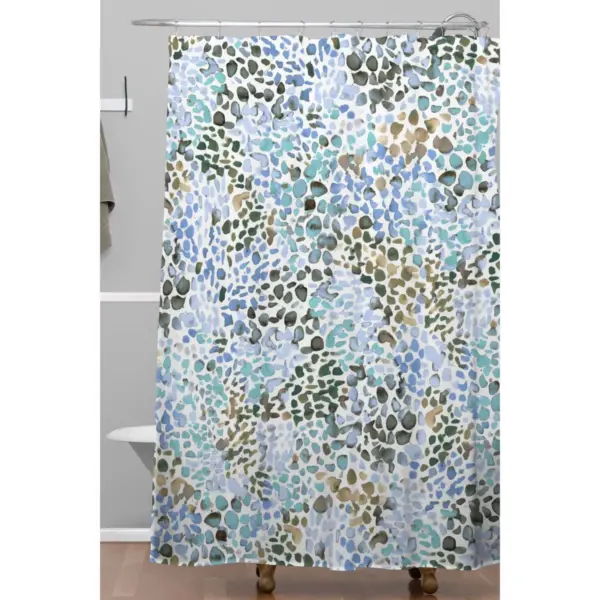 Blue Speckled Painting Watercolor Stains Shower Curtain Blue - Deny Designs