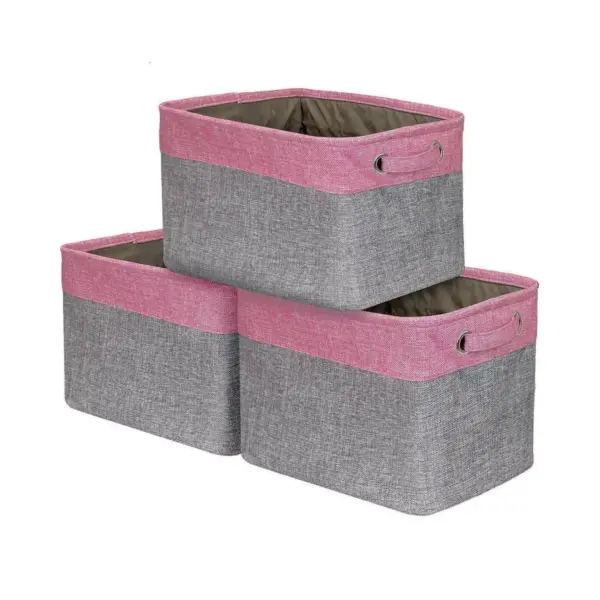 Sorbus 3pk Twill Storage Basket Set Pink