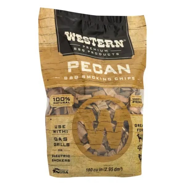 Western BBQ 78076 180 cu in. Premium Pecan Wood BBQ Charcoal Propane Grill/Smoker Cooking Chips