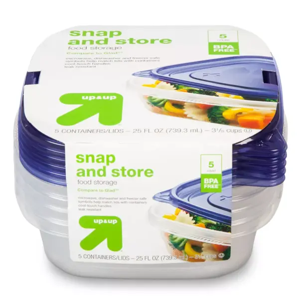 Snap and Store Small Square Food Storage Container - 5ct/25oz - up & up™