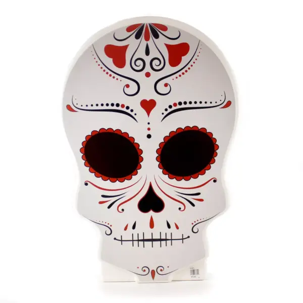 Halloween 28.0" Day Of The Dead Skull Figurine Indoor Outdoor Spooky  -  Novelty Sculpture Lights