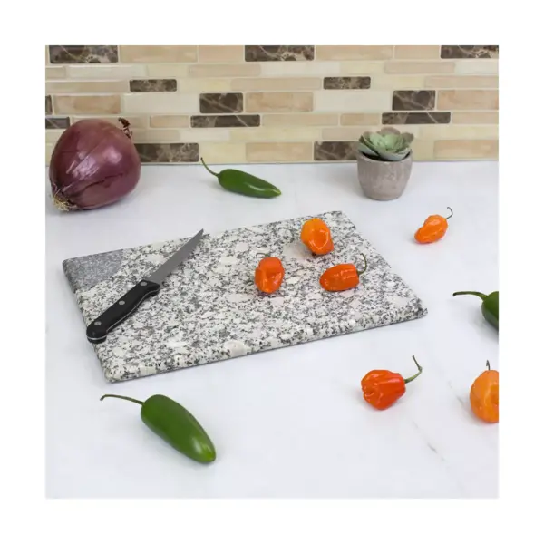 Home Basics 8 x 12 Granite Cutting Board, White