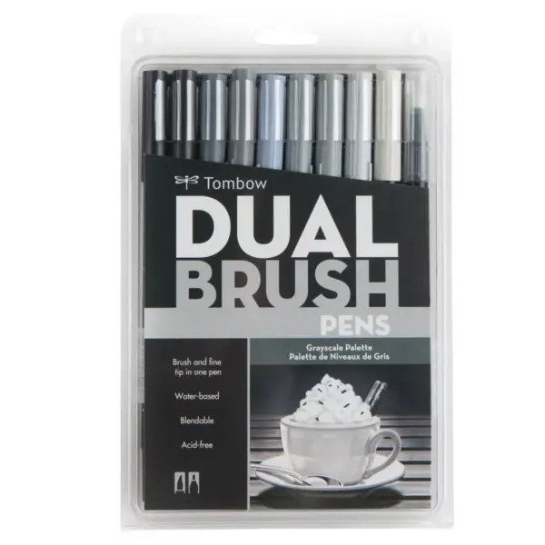 Tombow 10ct Dual Brush Pen Art Markers - Grayscale