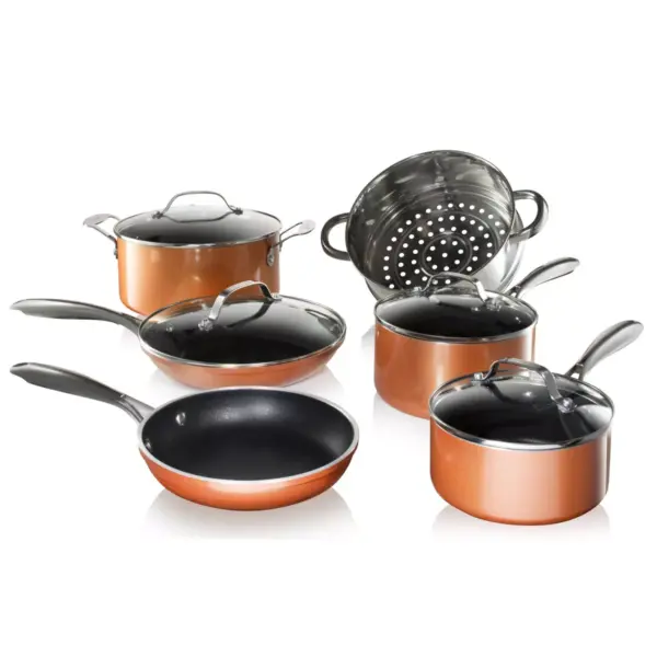 Gotham Steel Cast Textured Copper 10pc Cookware Set