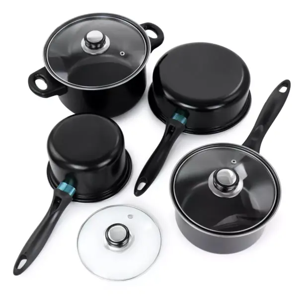 Gibson Home Newton 7 Piece Carbon Steel Cookware Set in Black