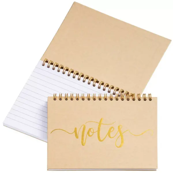 6-Pack Top Bound Spiral Notepads To-Do Lists, Gold Foil Accent Design, Hard Cover, 60 Sheets, 6.5"x5"