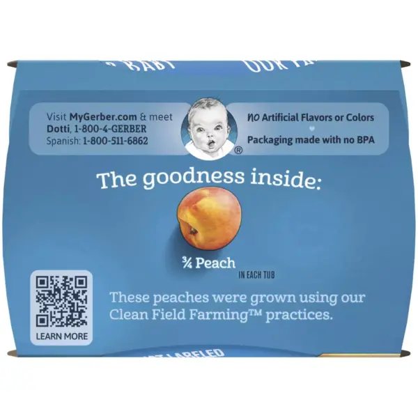 Gerber Sitter 2nd Foods Peach Baby Meals Tubs - 2ct/4oz Each