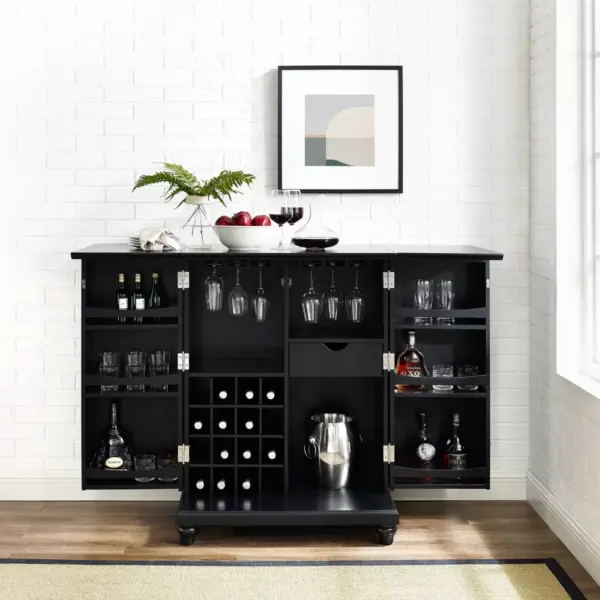 Cambridge Expandable Bar Cabinet Black - Crosley