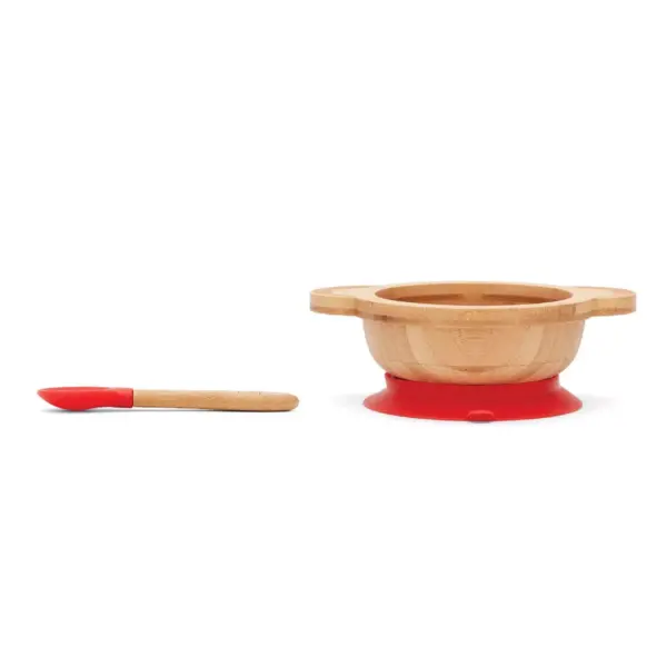 Red Rover 12oz 2pc Bamboo Kids Monkey Suction Base Dining Bowl with Spoon