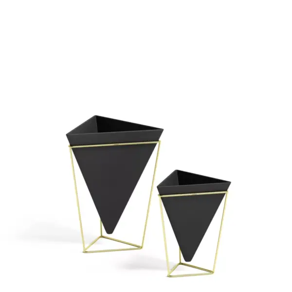 Set of 2 Trigg Tabletop Vessels Black/Brass - Umbra