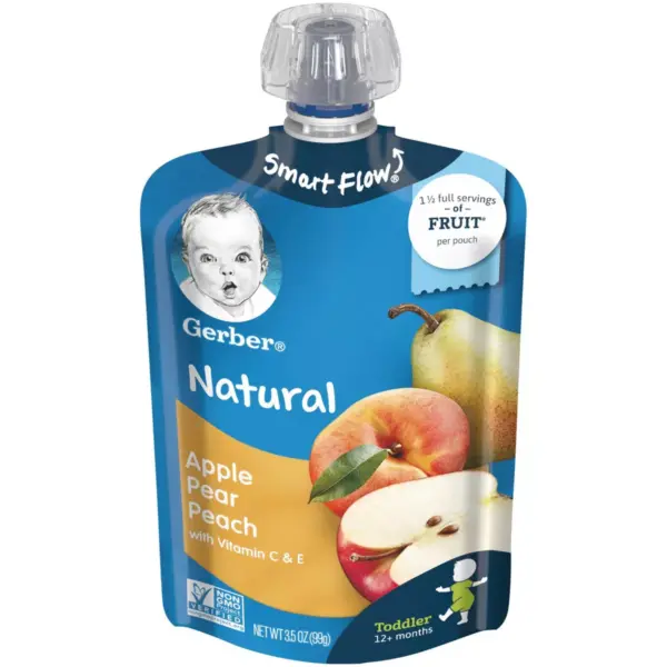 Gerber Toddler Apple Pear Peach Baby Food Pouch - 3.5oz