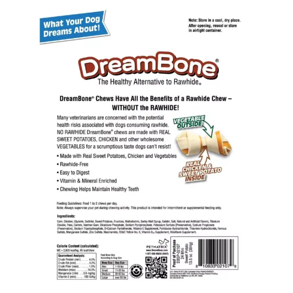 DreamBone Mini Vegetable and Chicken Chew with Real Sweet Potato Dog Treats - 24ct