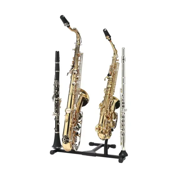 Titan Folding Alto and Tenor Double Saxophone Stand with Double Flute or Double Clarinet Peg