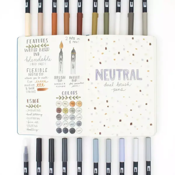 Tombow 20ct Dual Brush Pen Art Markers - Neutral Palette